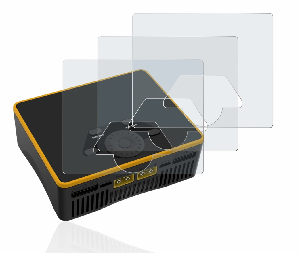 Image of the device Junsi iCharger DX6 with a wide variety of screen protectors.