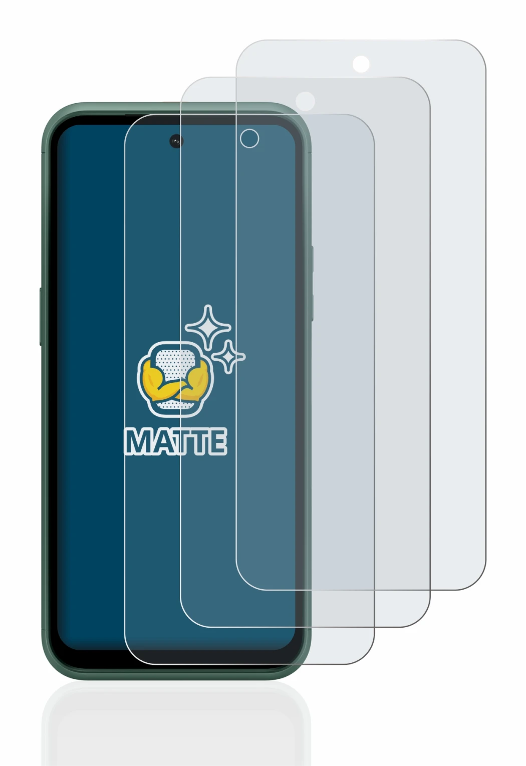 Image of the device Nokia XR21 with a wide variety of screen protectors.