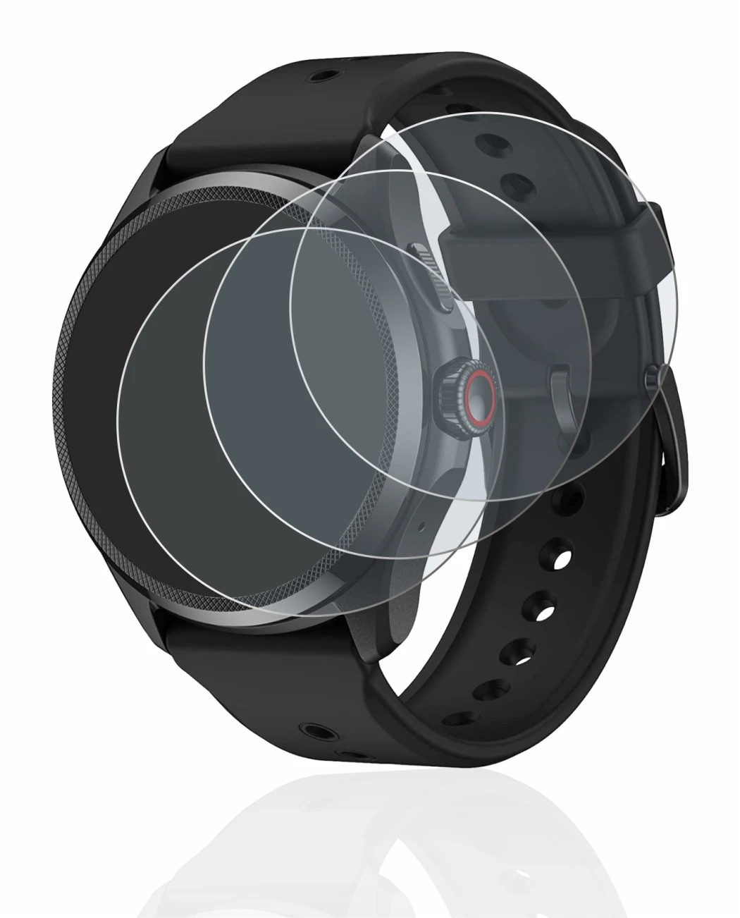 Image of the device Mobvoi TicWatch Pro 5 with a wide variety of screen protectors.