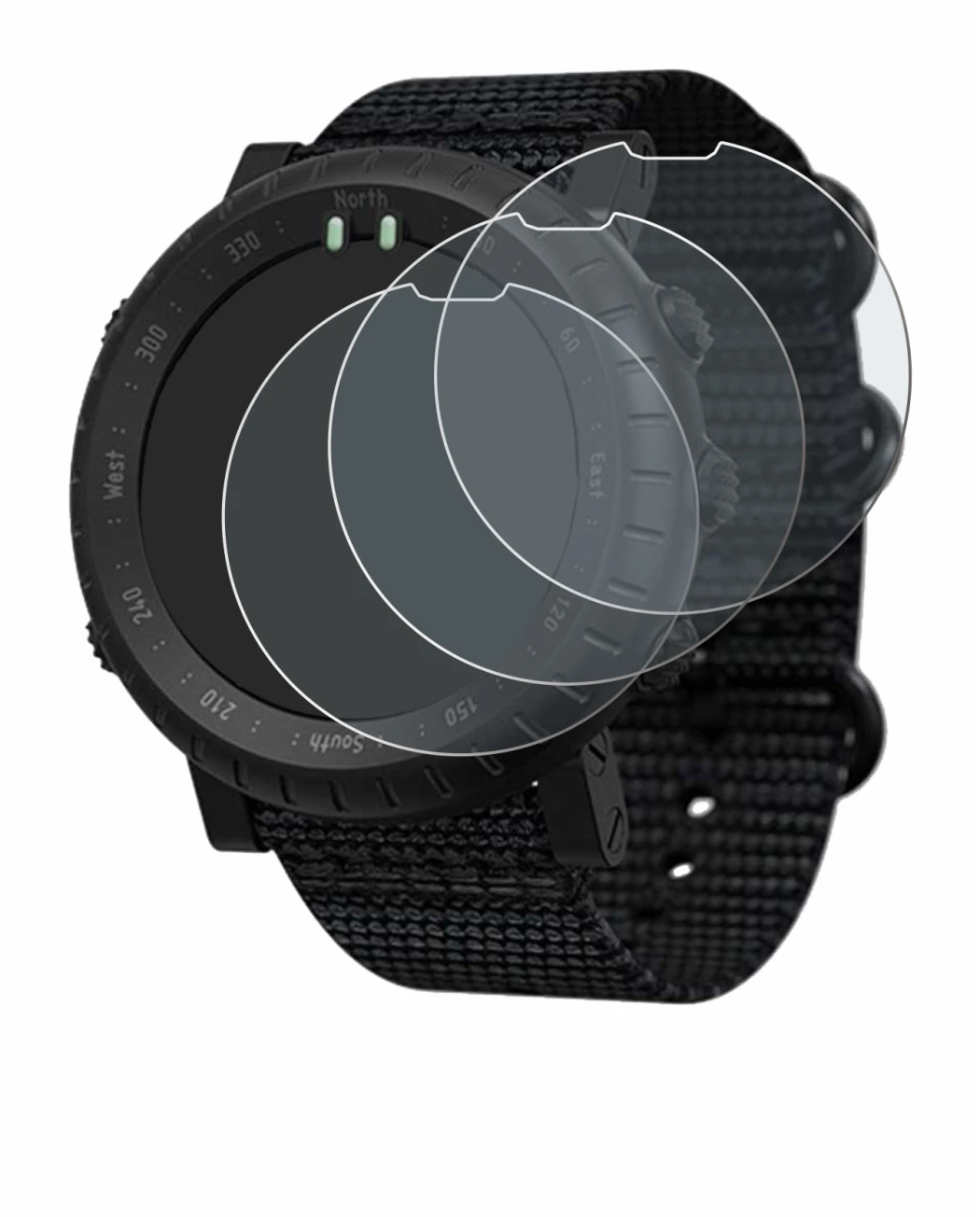 Image of the device Suunto Core Alpha with a wide variety of screen protectors.