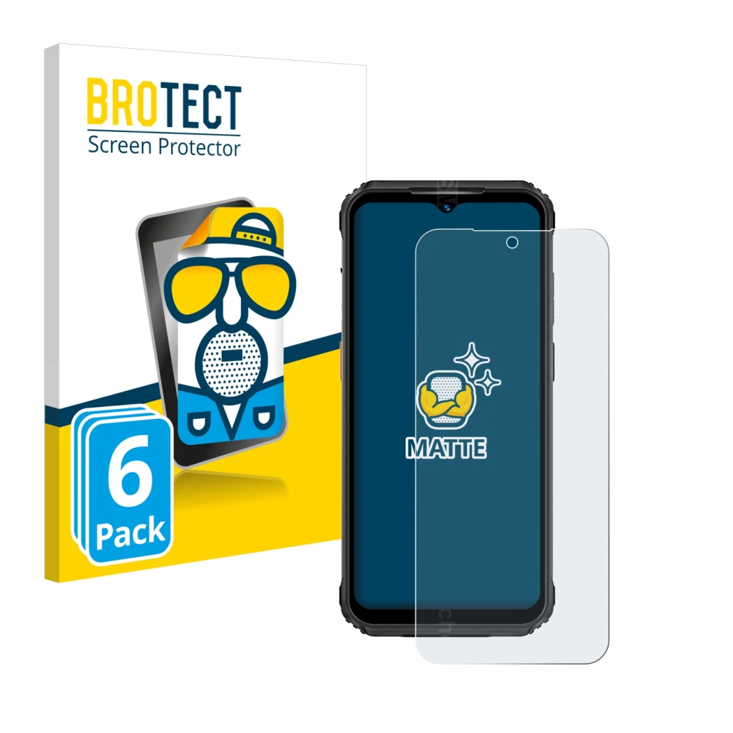 Front side of a product packaging with the brand logo BROTECT. Next to it is the device Ulefone Armor 21 shown with the corres