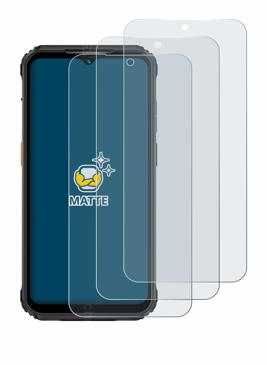 Image of the device Ulefone Armor 21 with a wide variety of screen protectors.