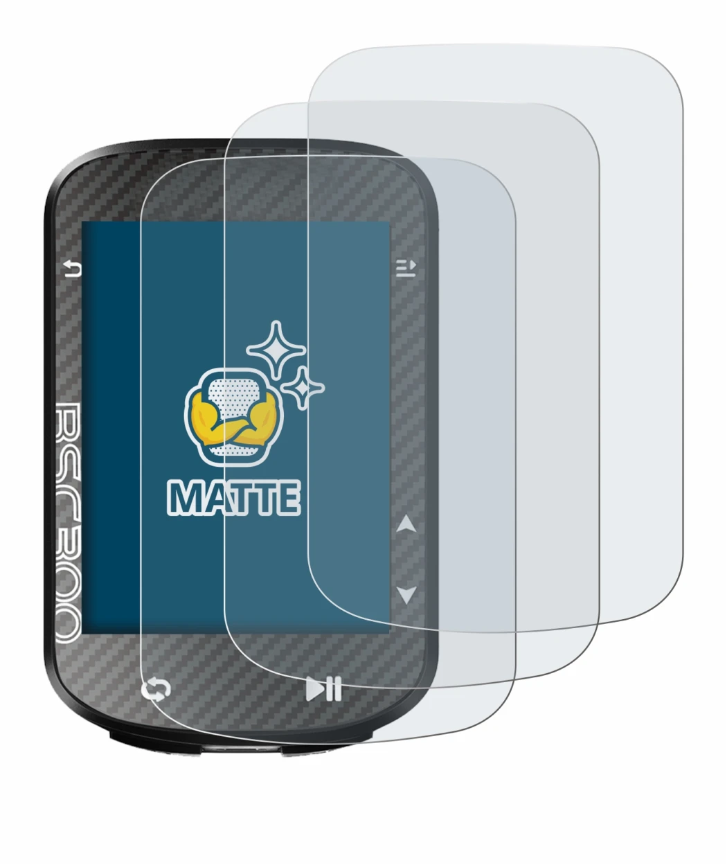 Image of the device iGPSPORT BSC300 with a wide variety of screen protectors.