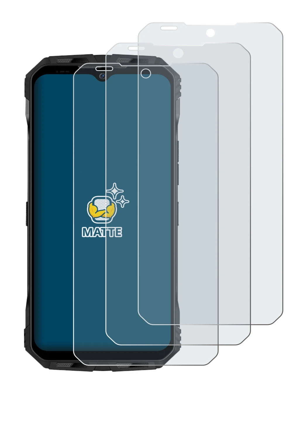 Image of the device Doogee V30T with a wide variety of screen protectors.
