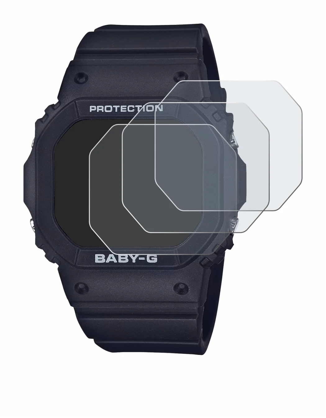 Image of the device Casio Baby-G BGD-565 with a wide variety of screen protectors.