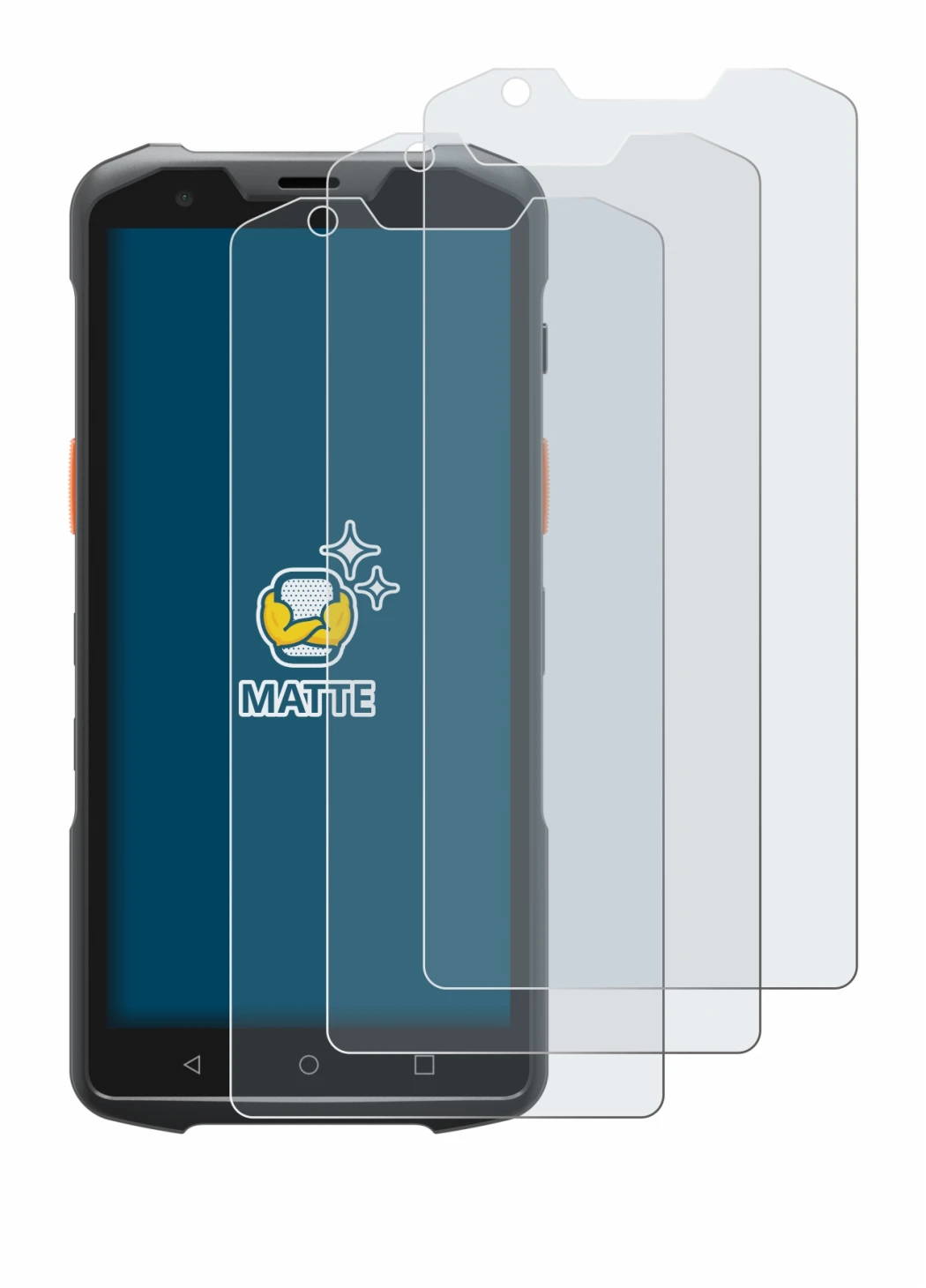 Image of the device Sunmi L2s with a wide variety of screen protectors.