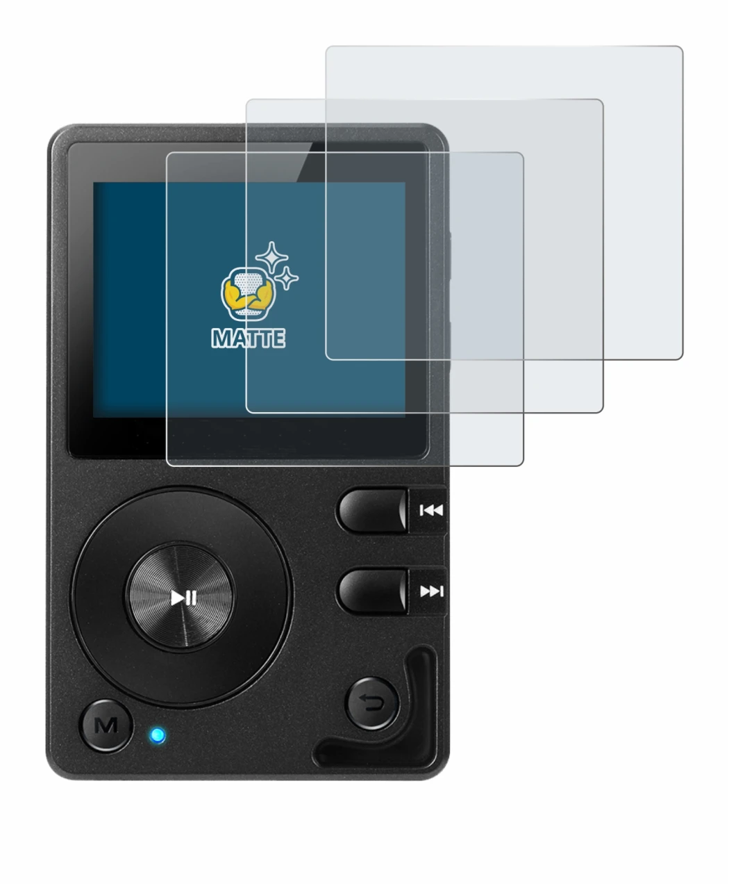 Image of the device Hifi Walker H2 with a wide variety of screen protectors.