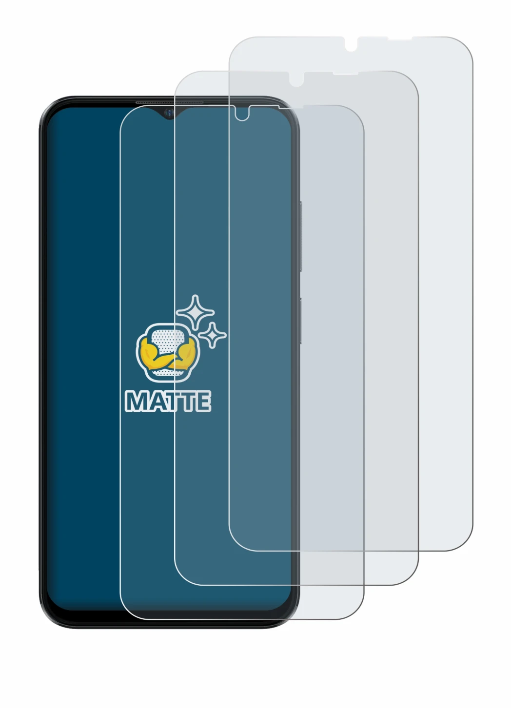 Image of the device Ulefone Note 16 Pro with a wide variety of screen protectors.