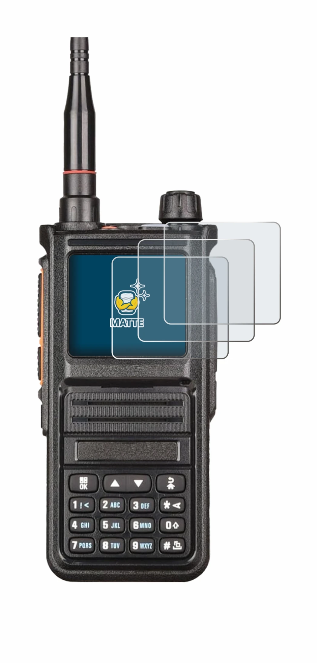 Image of the device Radtel RT-470X with a wide variety of screen protectors.