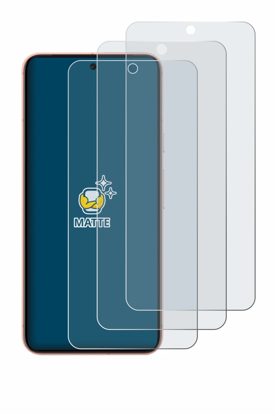 Image of the device Google Pixel 8 (case-friendly) with a wide variety of screen protectors.