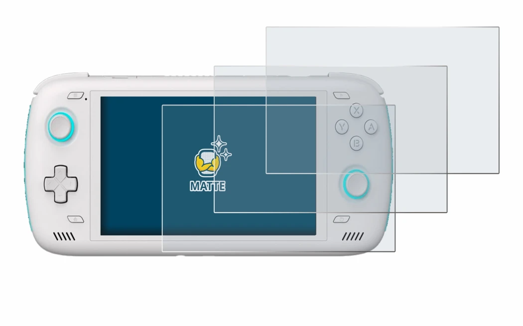 Image of the device AYN Odin 2 with a wide variety of screen protectors.
