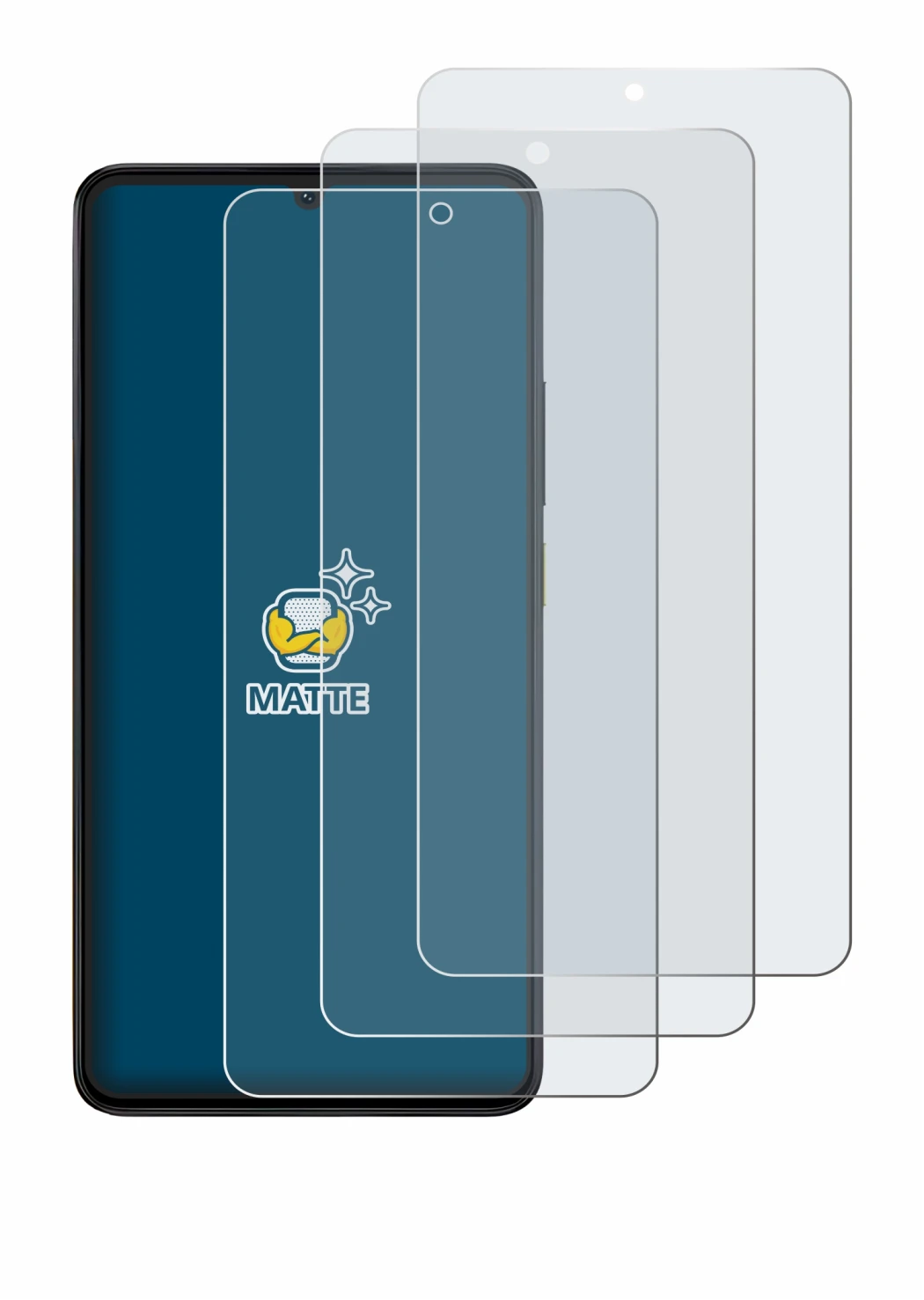 Image of the device Xiaomi Poco X6 Pro with a wide variety of screen protectors.