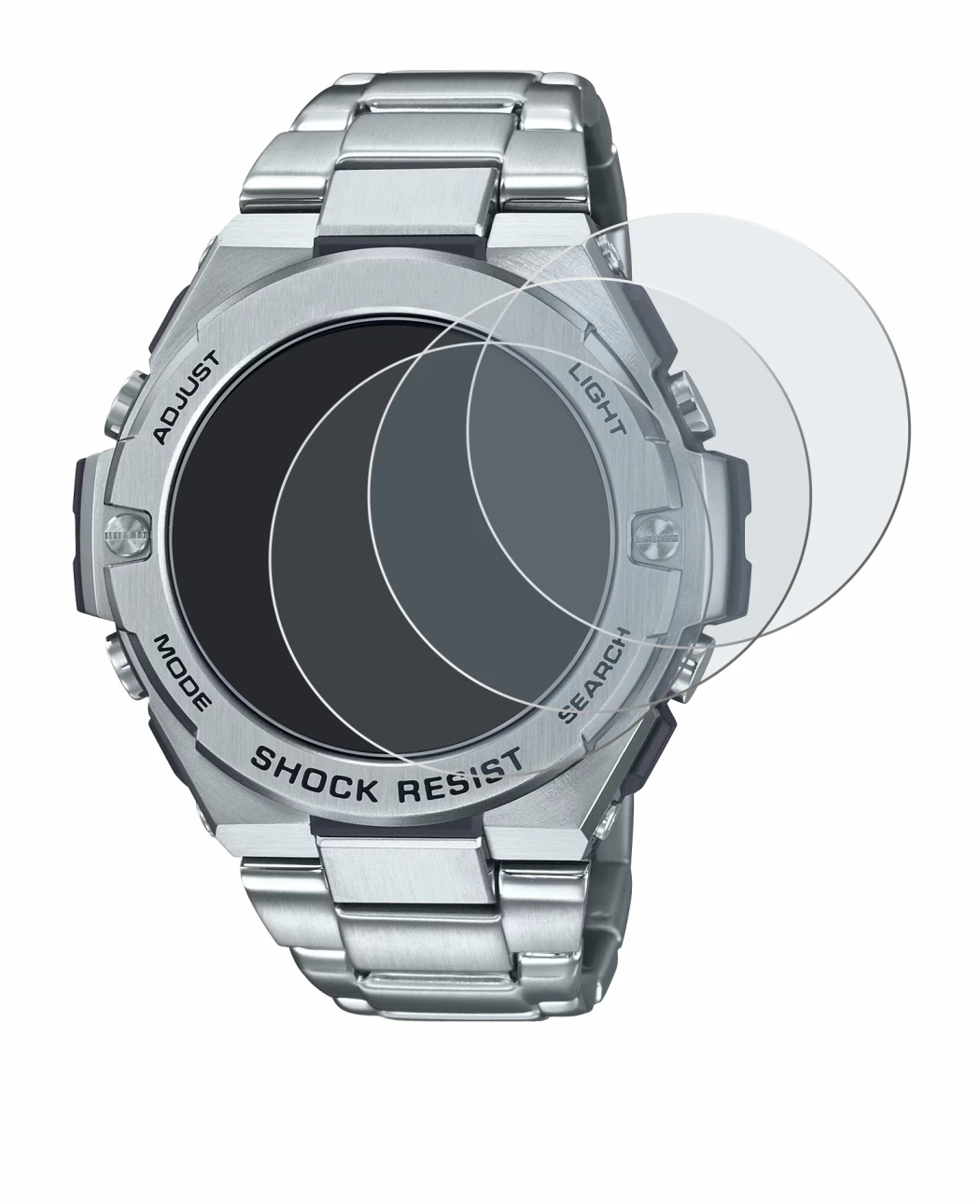 Image of the device Casio G-Shock GST-B500D-1A with a wide variety of screen protectors.