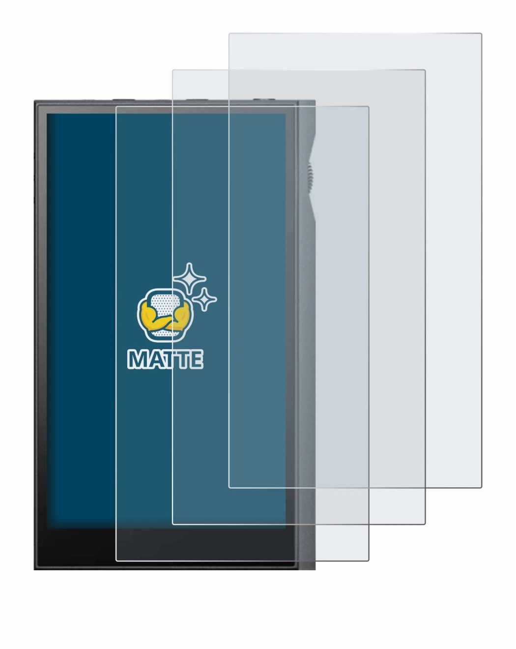 Image of the device Astell&Kern Kann Ultra with a wide variety of screen protectors.