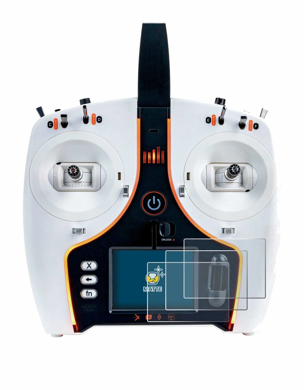 Image of the device Spektrum NX7e with a wide variety of screen protectors.