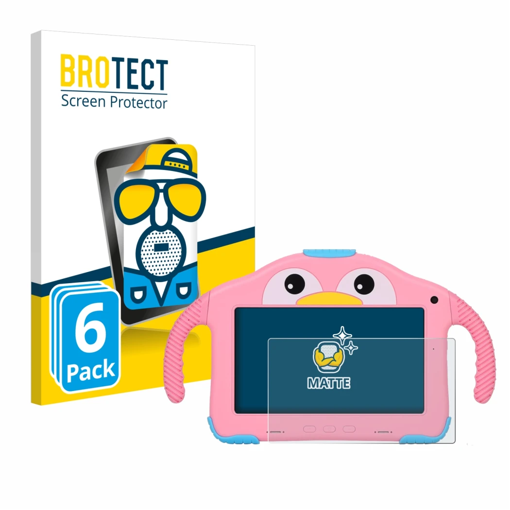 Front side of a product packaging with the brand logo BROTECT. Next to it is the device okulaku KIDS03-Pro03 7
