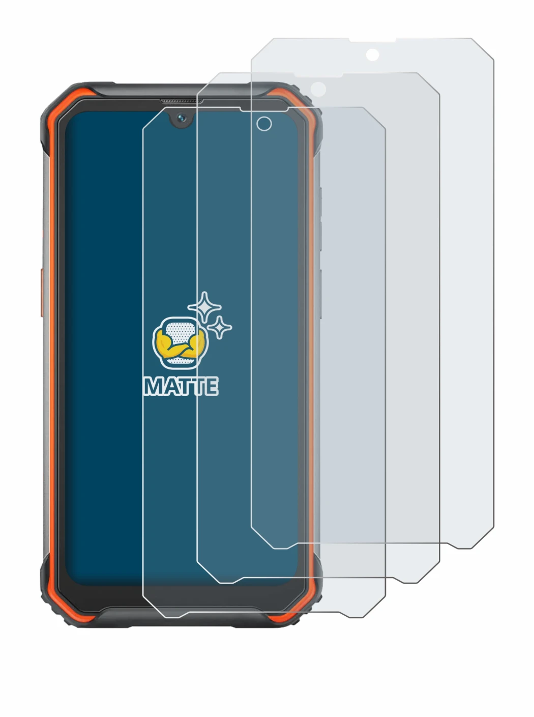 Image of the device Blackview BV7200 with a wide variety of screen protectors.
