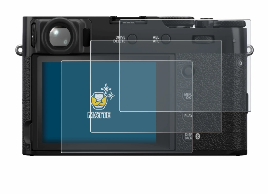 Image of the device Fujifilm X100VI with a wide variety of screen protectors.