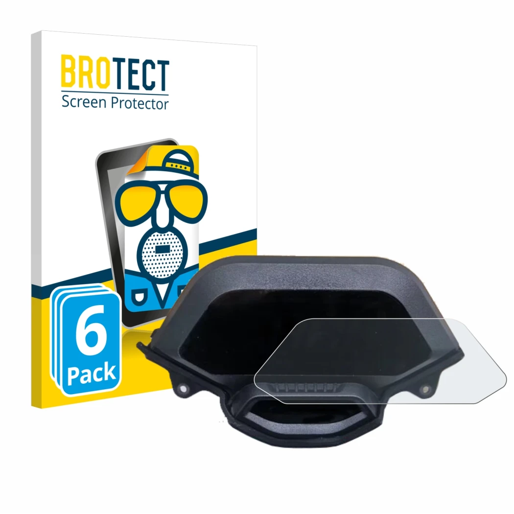 Front side of a product packaging with the brand logo BROTECT. Next to it is the device Segway Ninebot GT1 shown with the corr
