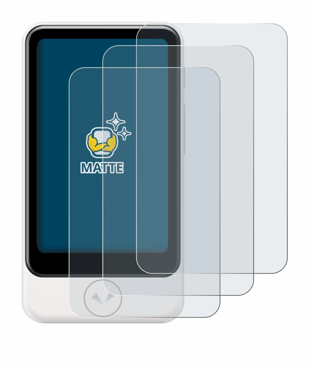 Image of the device Pocketalk Plus with a wide variety of screen protectors.