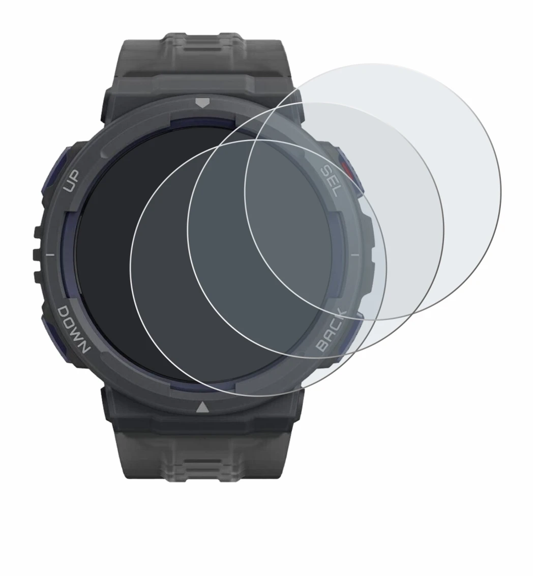 Image of the device Amazfit Active Edge with a wide variety of screen protectors.