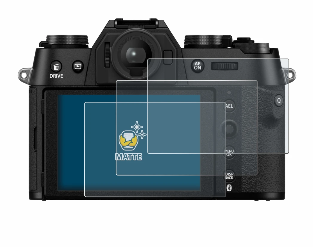 Image of the device Fujifilm X-T50 with a wide variety of screen protectors.