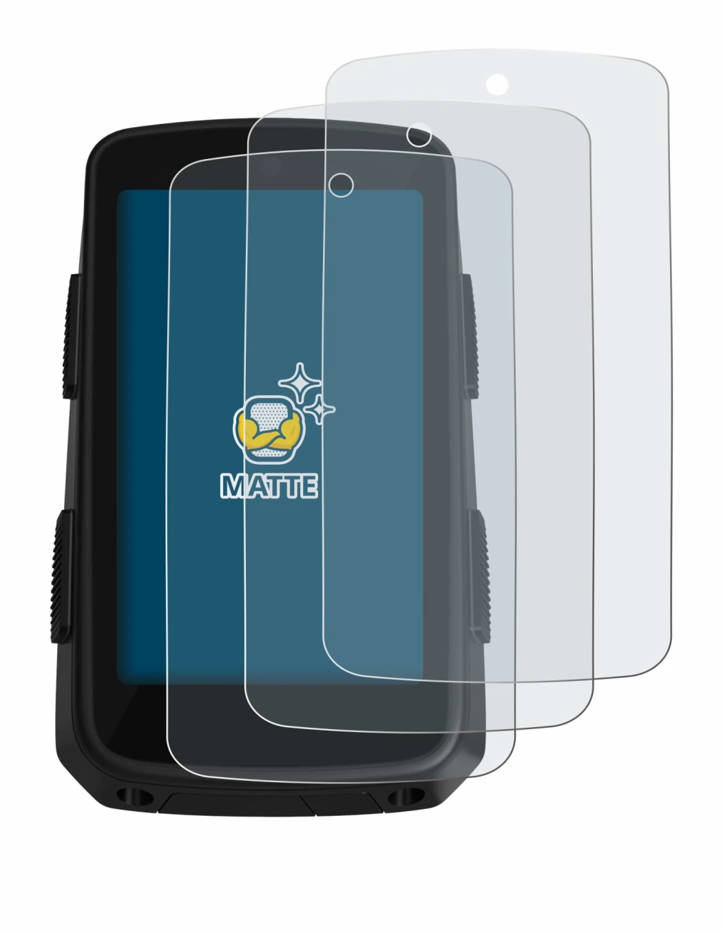 Image of the device Hammerhead Karoo 3 with a wide variety of screen protectors.