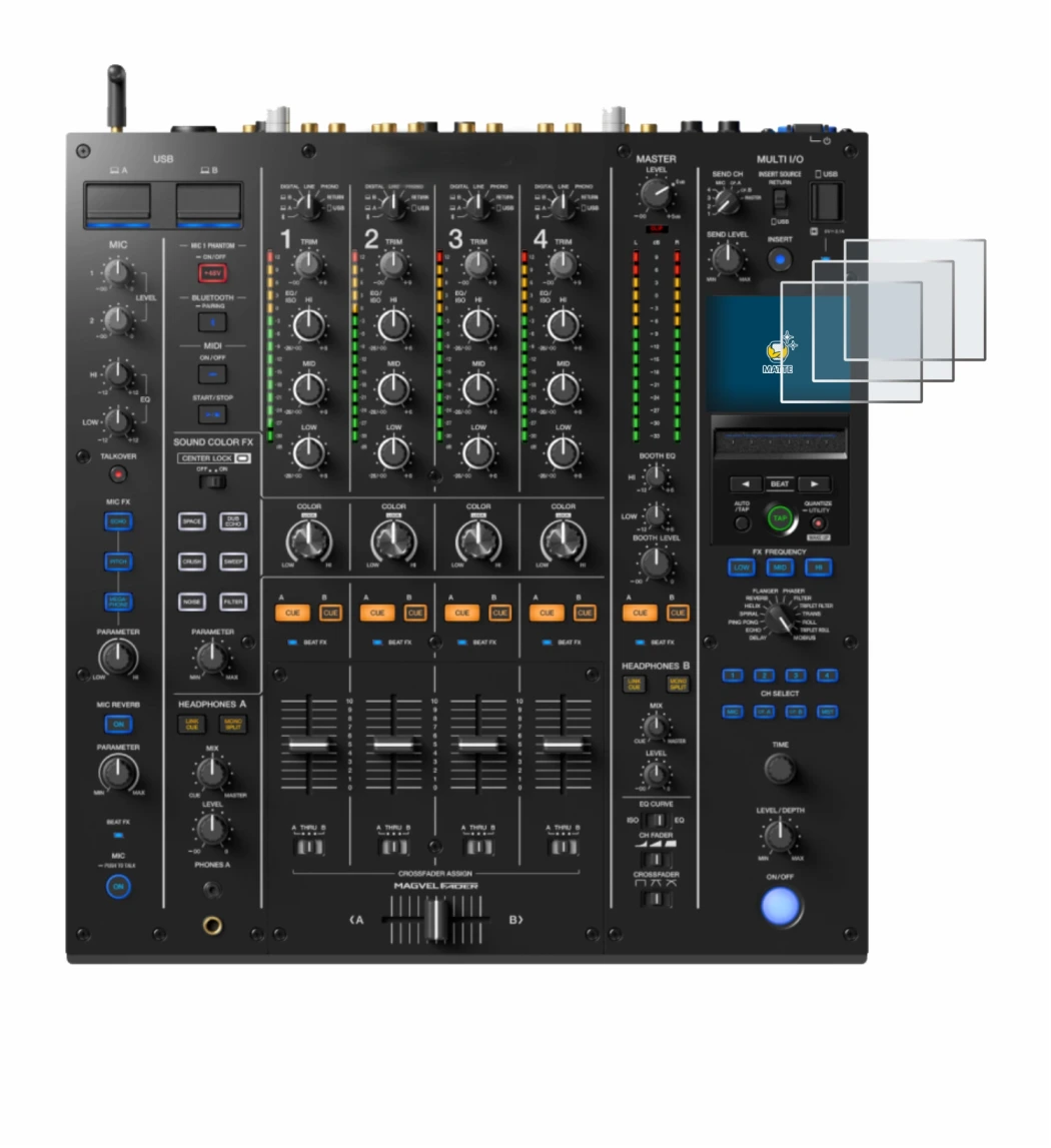 Image of the device Pioneer DJM A9 with a wide variety of screen protectors.