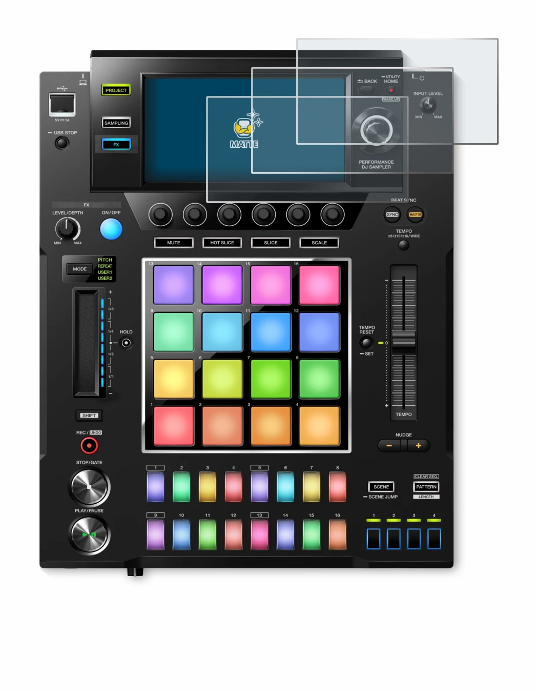 Image of the device Pioneer DJS -1000 with a wide variety of screen protectors.