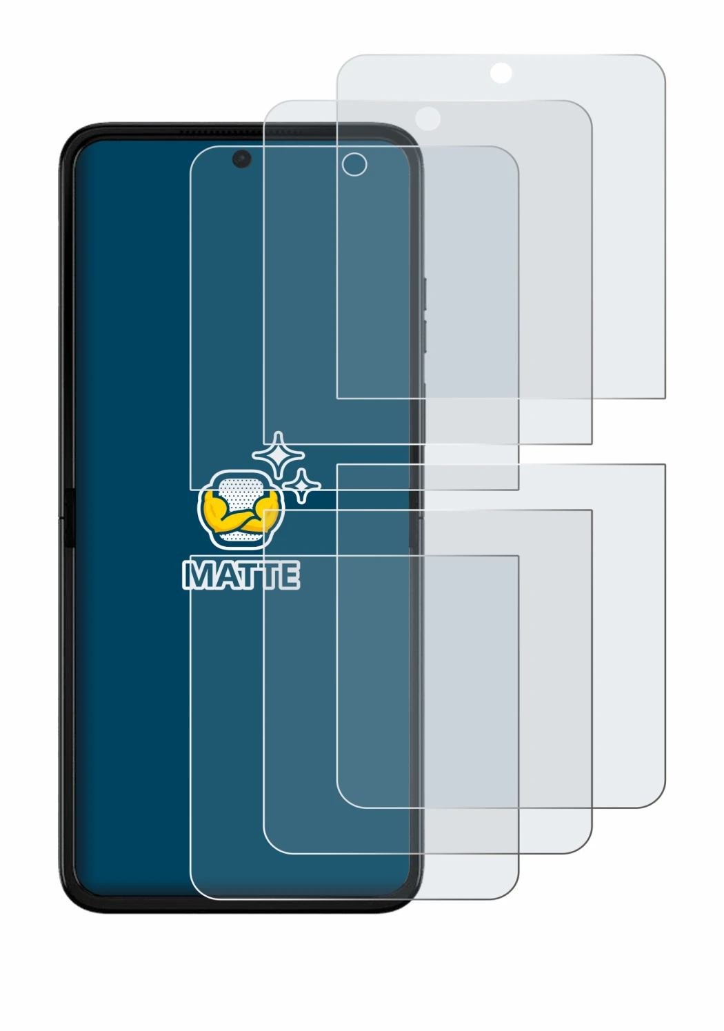 Image of the device Motorola Razr 50 Ultra with a wide variety of screen protectors.