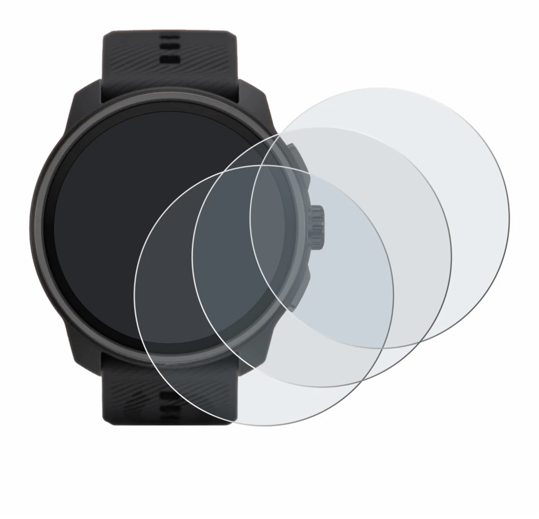 Image of the device Suunto Race S with a wide variety of screen protectors.