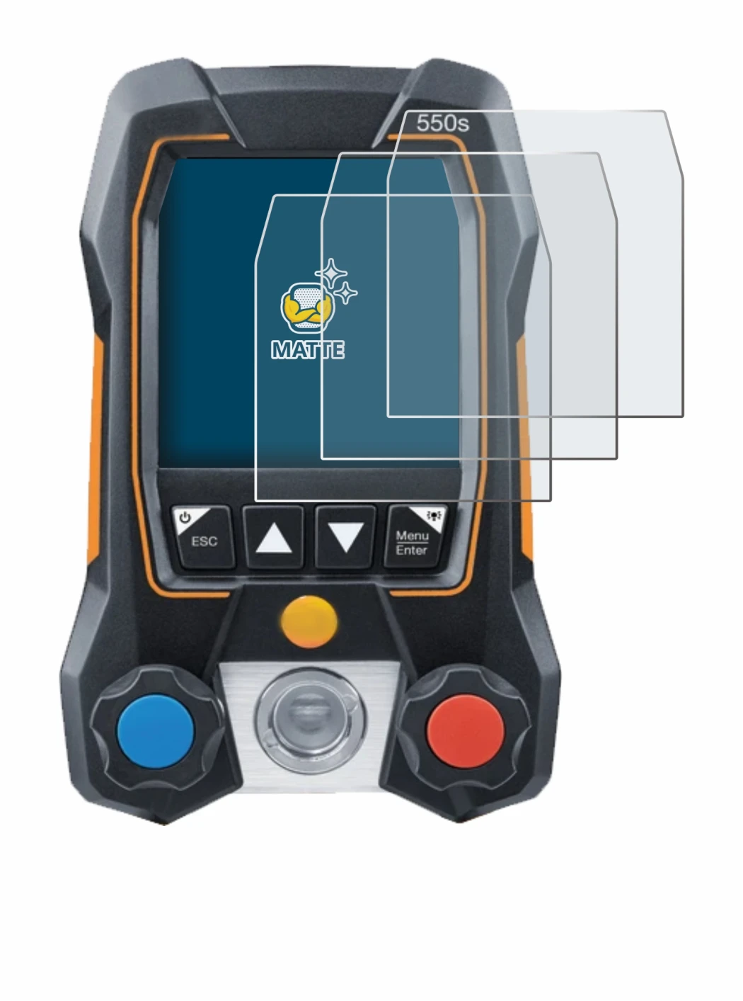 Image of the device Testo 550s with a wide variety of screen protectors.