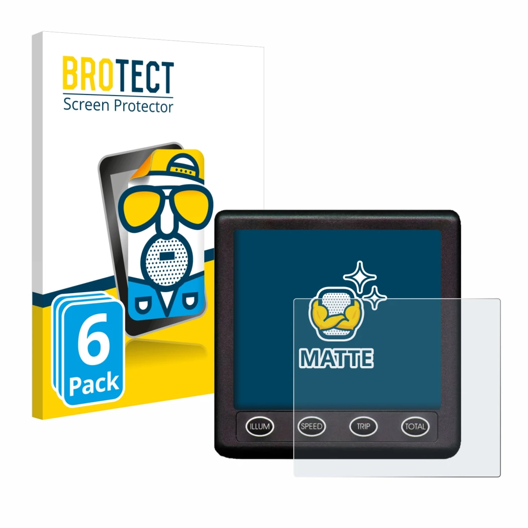 Front side of a product packaging with the brand logo BROTECT. Next to it is the device Nasa Marine Instruments Clipper Duet S