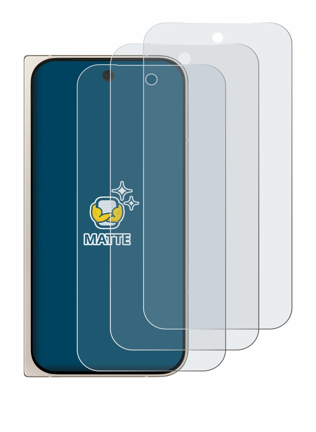 Image of the device Google Pixel 9 Pro Fold with a wide variety of screen protectors.