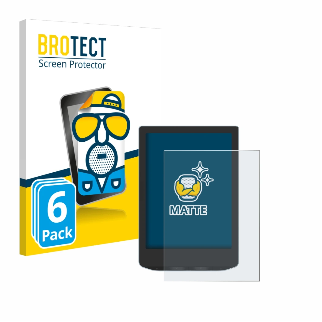 Front side of a product packaging with the brand logo BROTECT. Next to it is the device Vivlio Light HD Color shown with the c