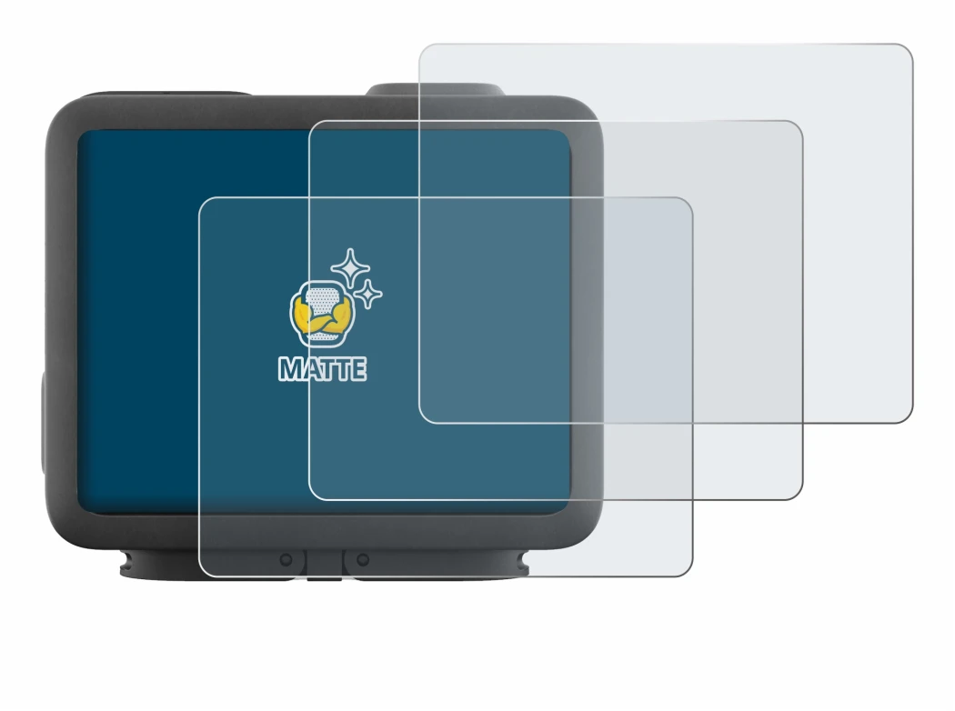 Image of the device GoPro Hero 4k with a wide variety of screen protectors.