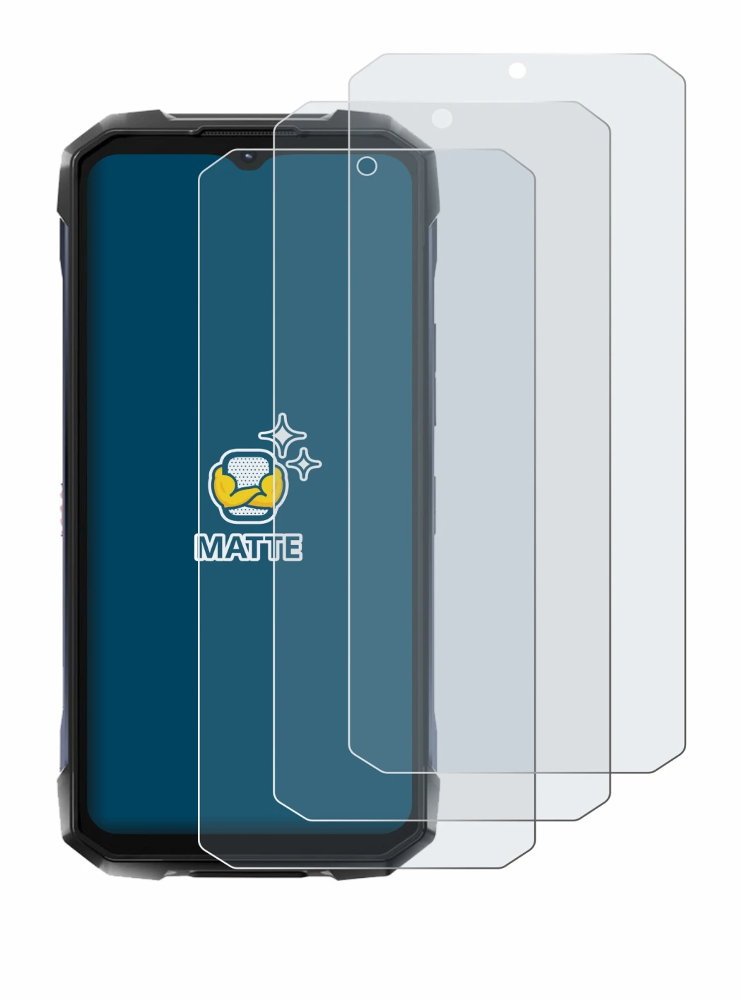 Image of the device Hotwav Hyper 7 Pro with a wide variety of screen protectors.