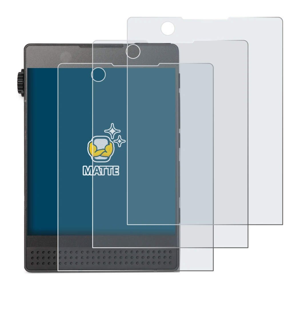 Image of the device Light Phone 3 with a wide variety of screen protectors.