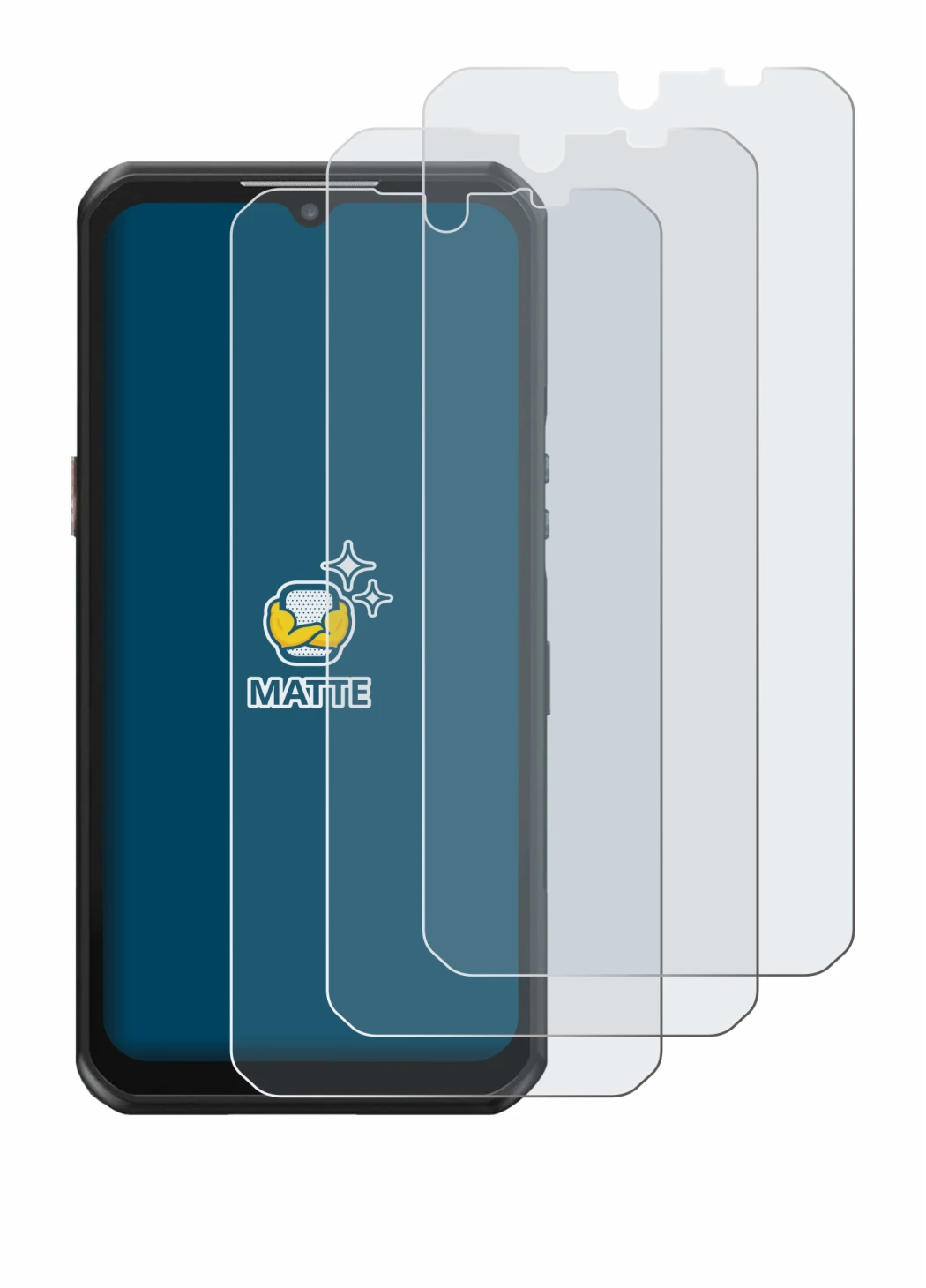 Image of the device Oukitel WP39 with a wide variety of screen protectors.