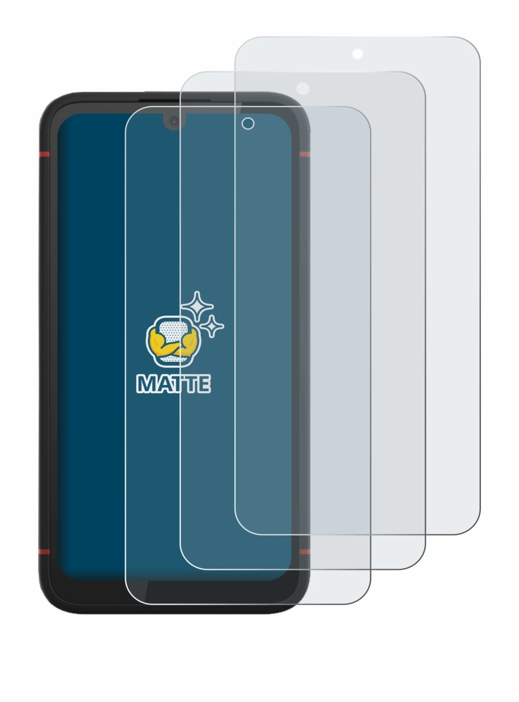 Image of the device Volla Phone X23 with a wide variety of screen protectors.