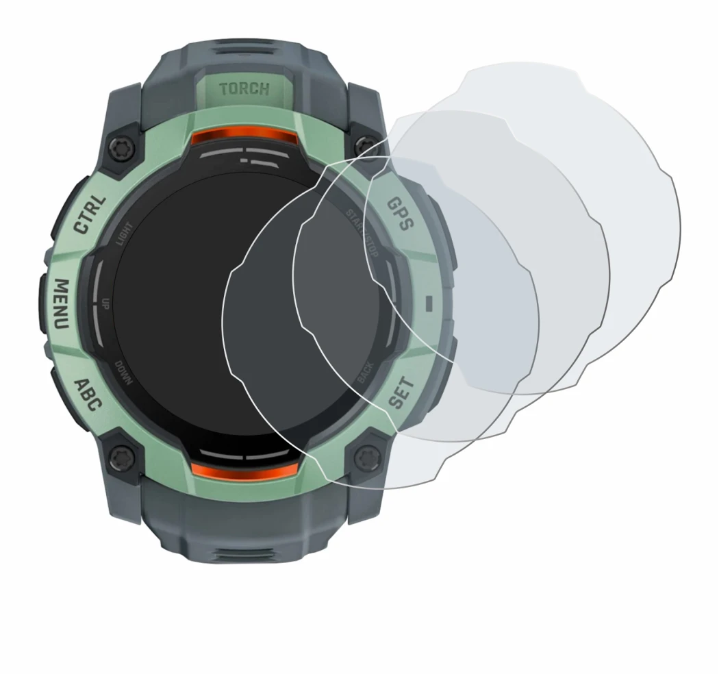 Image of the device Garmin Instinct 3 AMOLED (50 mm) with a wide variety of screen protectors.