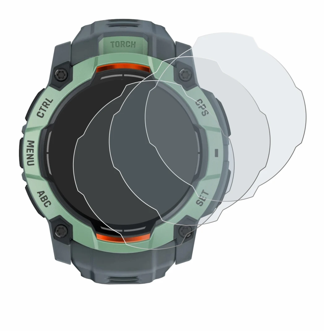Image of the device Garmin Instinct 3 AMOLED (45 mm) with a wide variety of screen protectors.