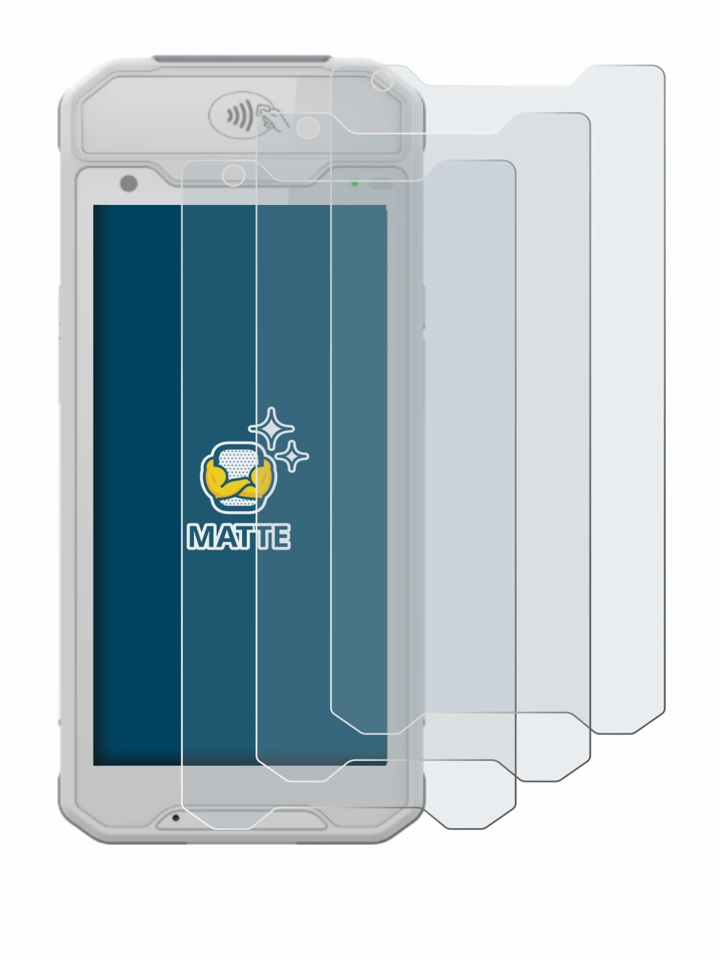 Image of the device Dojo Pocket with a wide variety of screen protectors.