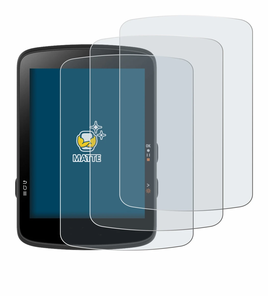 Image of the device Bryton Rider 17 with a wide variety of screen protectors.