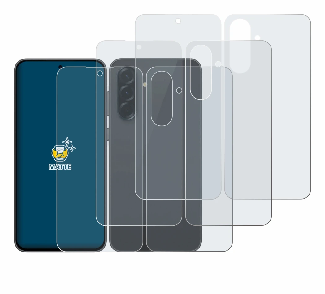 Image of the device Samsung Galaxy A36 5G (Front+Back) with a wide variety of screen protectors.