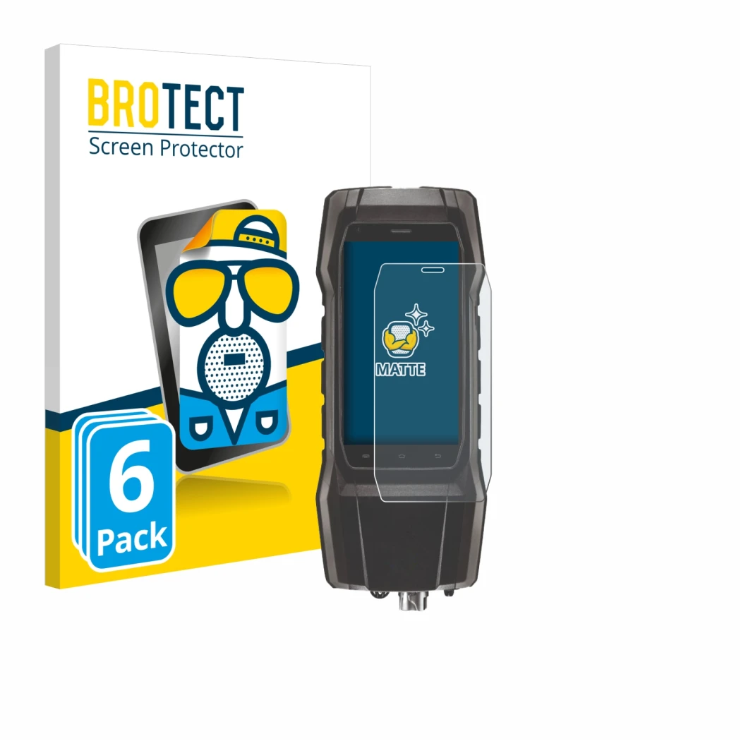 Front side of a product packaging with the brand logo BROTECT. Next to it is the device Testo 300 shown with the corresponding