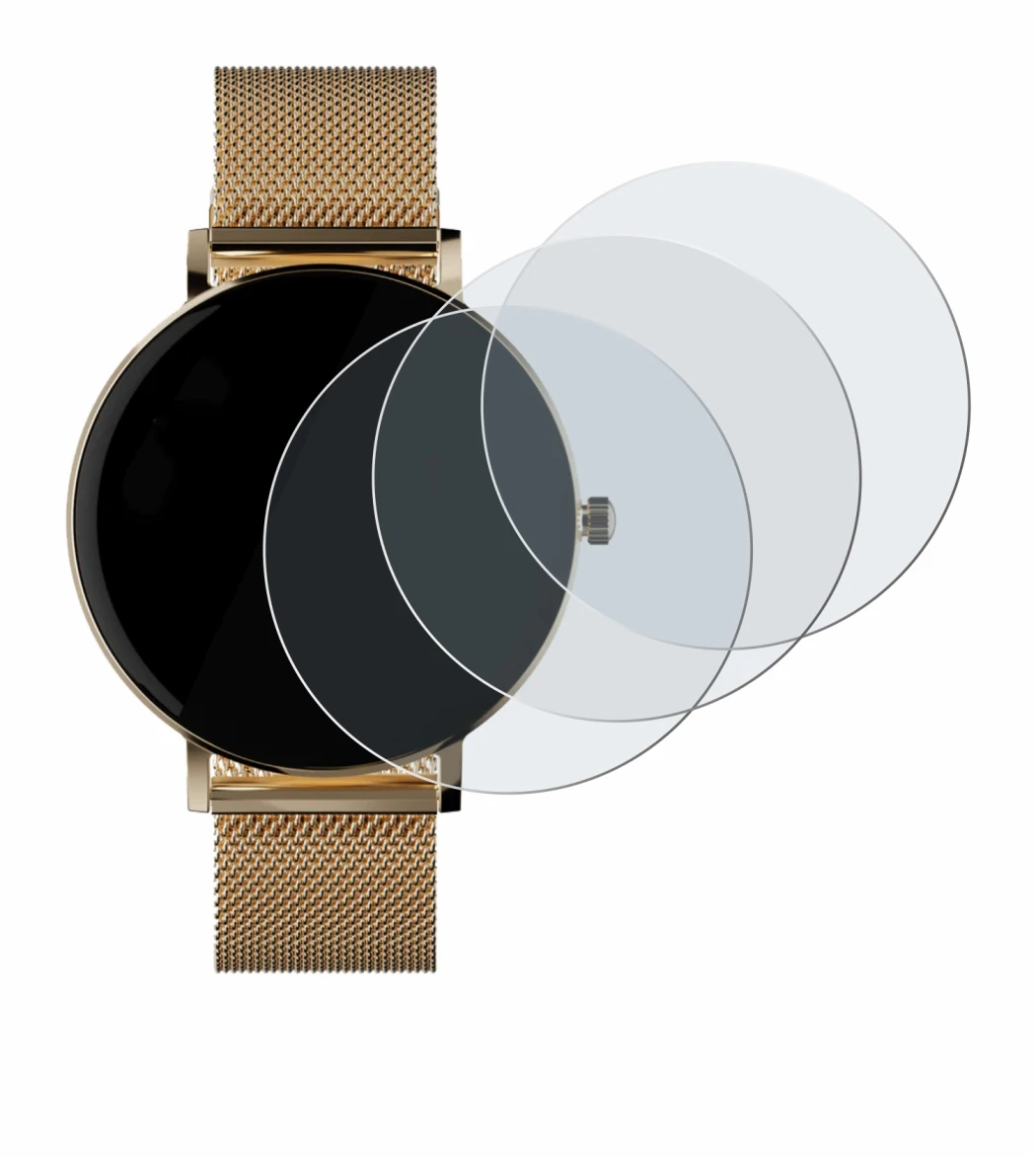 Image of the device ZenWatch Venice Pro with a wide variety of screen protectors.