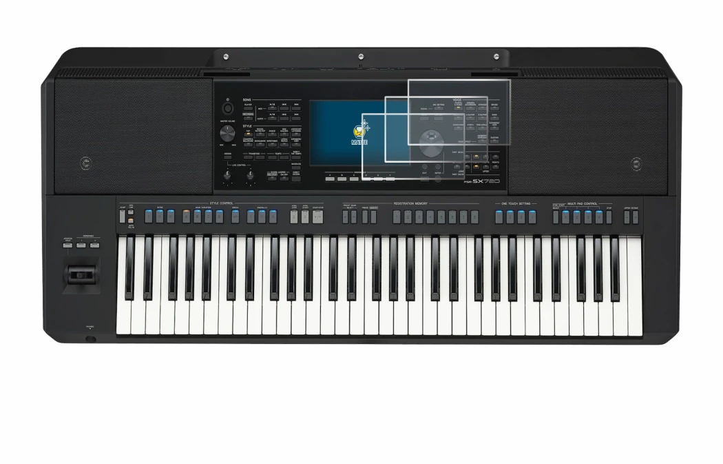 Image of the device Yamaha PSR-SX720 with a wide variety of screen protectors.