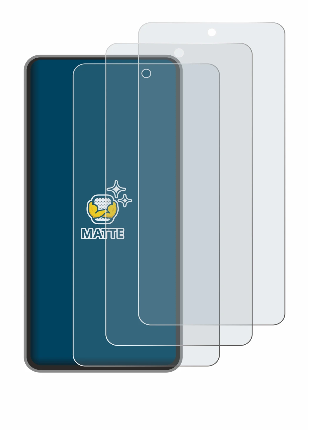 Image of the device realme GT 7T with a wide variety of screen protectors.