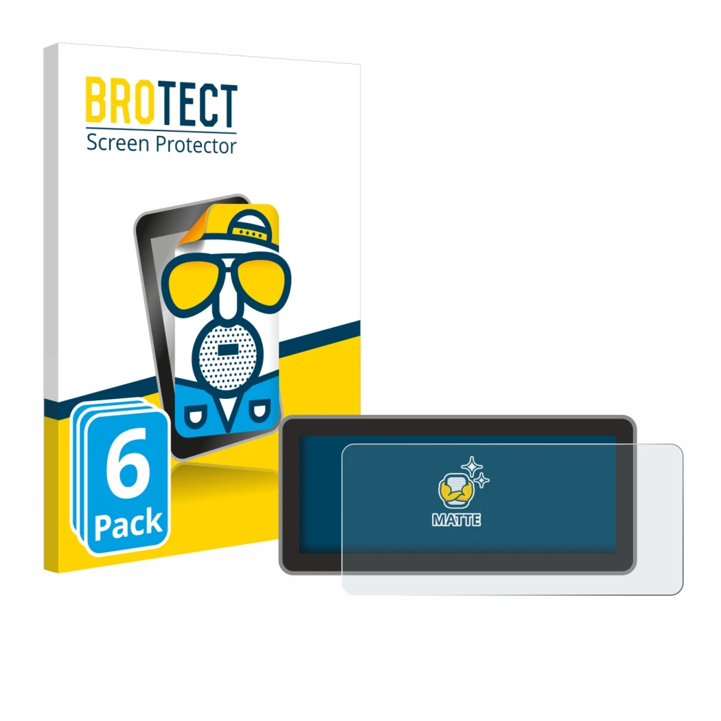 Front side of a product packaging with the brand logo BROTECT. Next to it is the device Vantrue Nexus 4 Pro shown with the cor